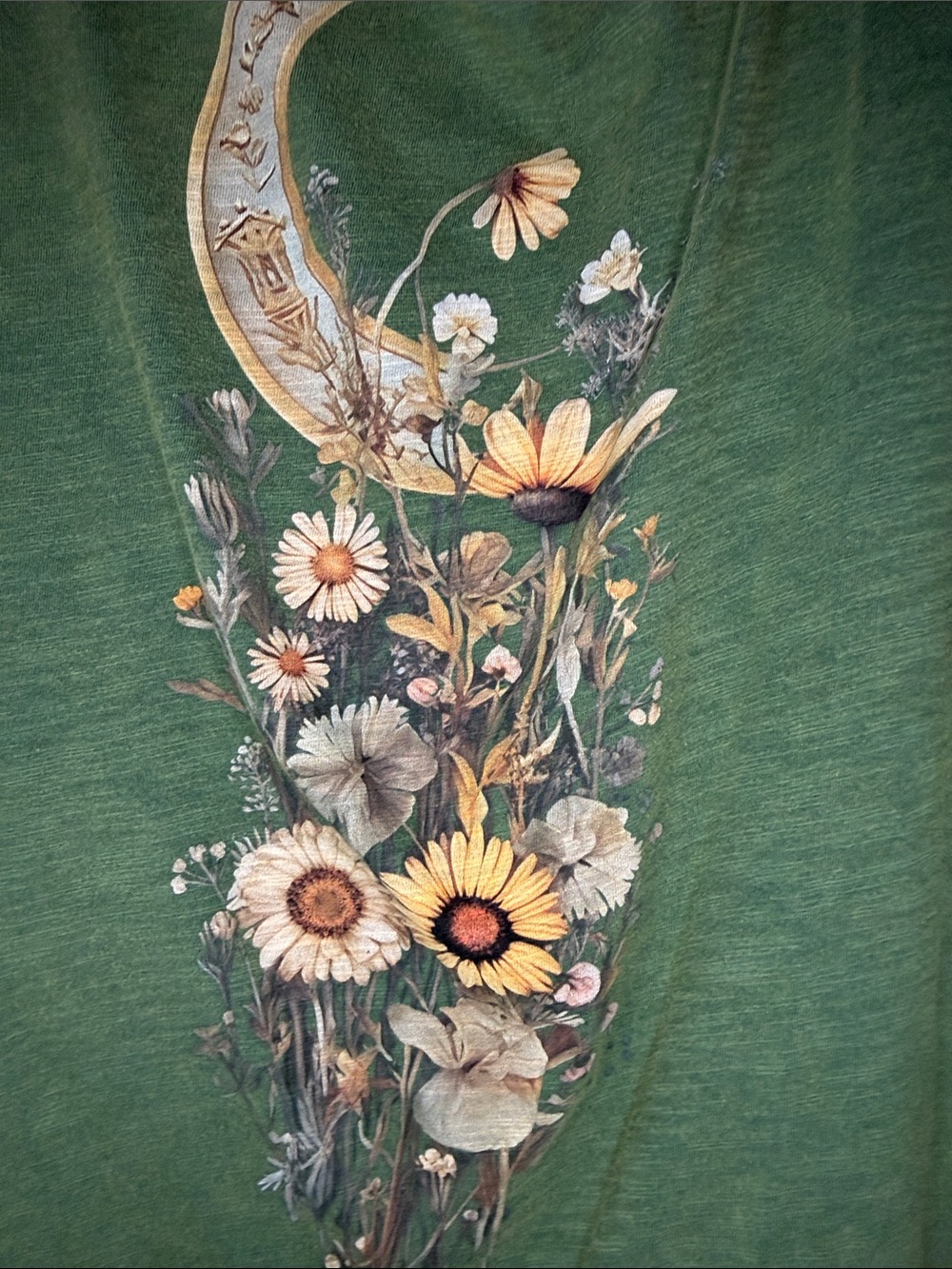 Green Floral Crescent Moon Long Sleeve Tee - Picture 3 of 5